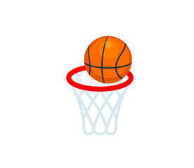 Fototapeta na wymiar Basketball basket with ball vector isolated icon. Emoji illustration. Basketball vector emoticon