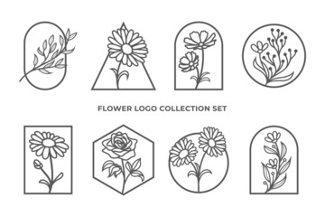 Fototapeta na wymiar Beautiful flowers logo collection set
