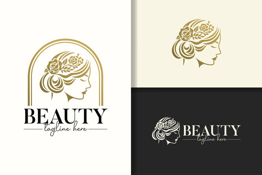 Feminine Vintage Logo Gold Beauty Girl