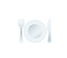 Fork and Knife with Plate vector isolated icon. Emoji illustration. Fork and Knife with Plate vector emoticon