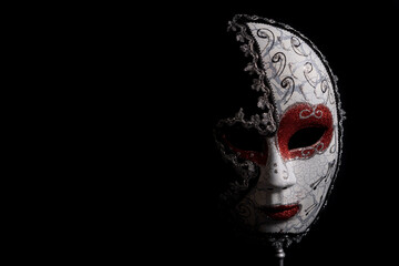 venetian carnival mask on black background - obrazy, fototapety, plakaty