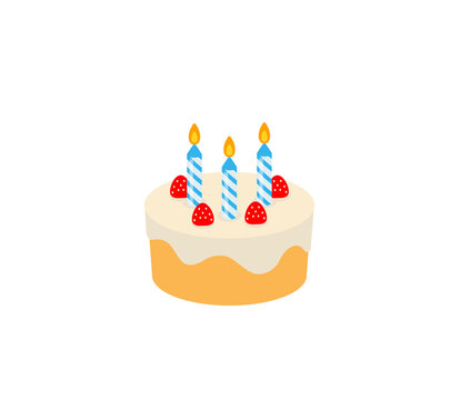 Birthday cake vector isolated icon. Emoji illustration. Birthday cake with candles vector emoticon