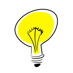 żarówka, ilustracja żarówki, światło , idea , izolowana