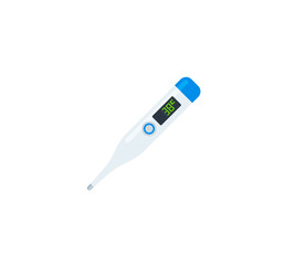 Thermometer vector emoticon icon. Isolated electronic medical thermometer colored emoji symbol. Thermometer icon