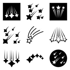 Starfall Flat Icon Set Isolated On White Background
