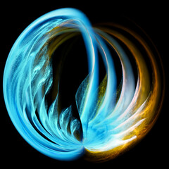 Abstract fantasy, shiny luminous blue waves, colored swirl, organic shape. 3D rendering