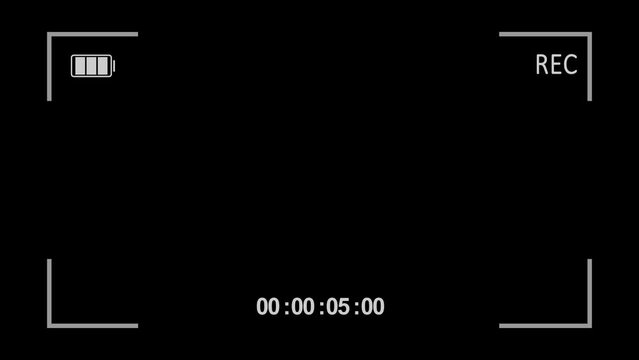 Camera viewfinder animation recording a video. Camera frame viewfinder screen of video recorder digital display interface. Filming with dslr camera or mirrorless and smartphone for recording