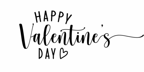 Happy Valentine's Day Continuous One Line Calligraphy with white Background