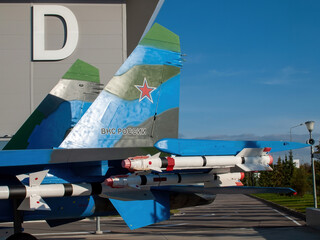 modern Russian military aircraft in the museum