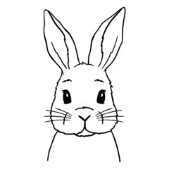 Fototapeta na wymiar Cute Rabbit Line Art. Bunny sketch vector illustration. Good for posters, t shirts, postcards.