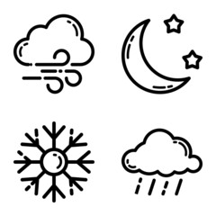 Weather Flat Icon Set Isolated On White Background