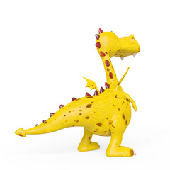 baby dragon is standing up on white background rear view