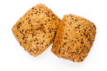 Rye eco breads on the white background.