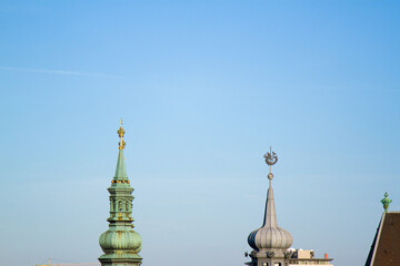 Abstract shot of church rooftop, dome. Vienna, Austria