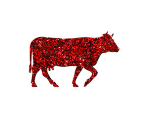 Cow Animal Red Glitter Icon Logo Symbol illustration