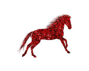 Horse Animal Red Glitter Icon Logo Symbol illustration