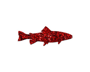 fish animal Red Glitter Icon Logo Symbol illustration