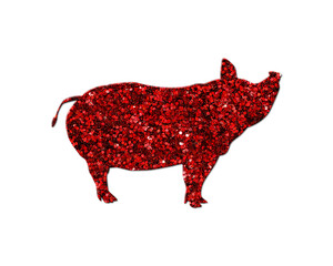 Pig Swine Hog Red Glitter Icon Logo Symbol illustration