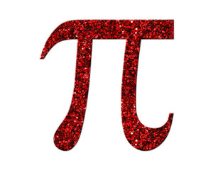 Pi Symbol, Math Ratio Red Glitter Icon Logo Symbol illustration - obrazy, fototapety, plakaty