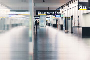 Vienna International Airport empty hall. - obrazy, fototapety, plakaty