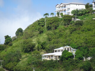 Fototapeta na wymiar Tortola mountainside with blue sky