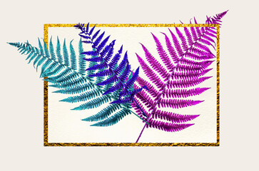 Art and Gold. Minimalism. Painting stone texture. Trendy colors. Abstract floral card. Punchy pastel with golden paint. 