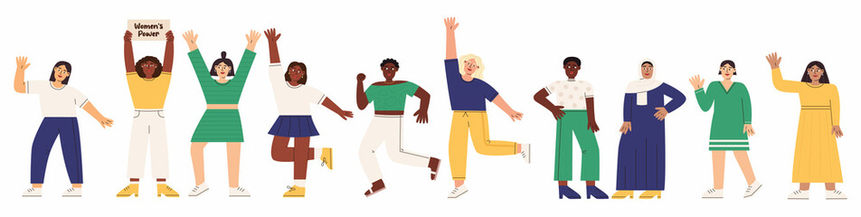 Collection of happy diverse women