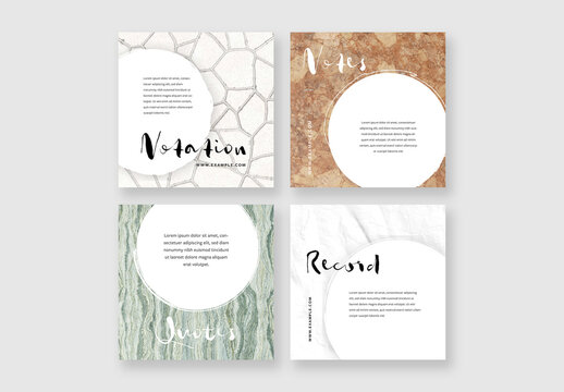 Four Creative Note Layouts with Textured Backgrounds