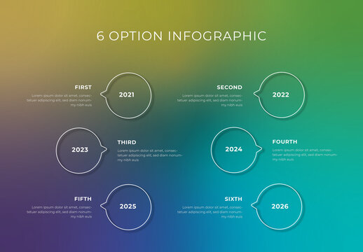 Six Infographic Options Layout with Gradient Background