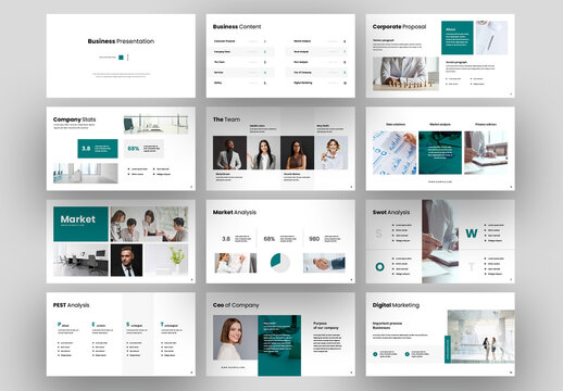 Modern Teal Business Presentation Slides
