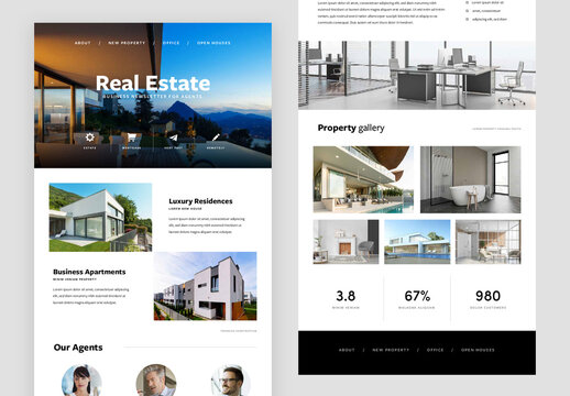 Elegant Social Layouts with Teal Accent for Real Estate Agency