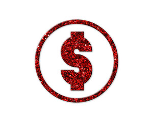 USD Money Dollar Red Glitter Icon Logo Symbol illustration