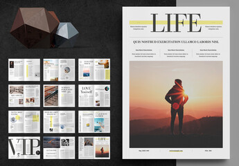 Magazine Layout with Yellow Accents