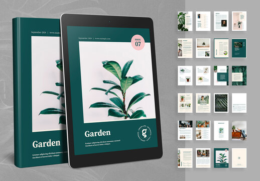 Garden Botanical Digital Layout with Green Accents