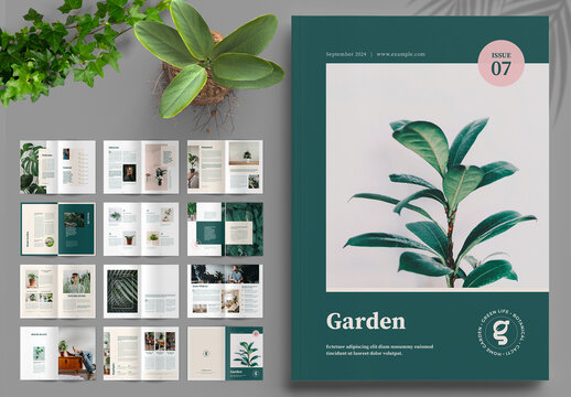 Garden Botanical Layout with Green Accents