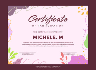 Abstract nature certificate print template premium vector