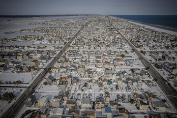 Aerial Drone of Lavallette in the Winter