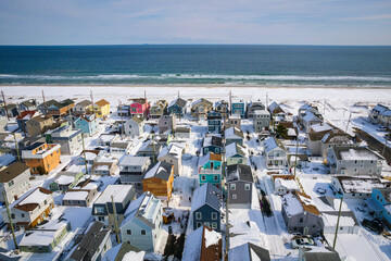 Aerial Drone of Lavallette in the Winter