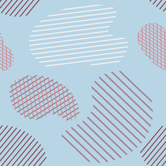 Abstract pattern. Trendy seamless background with abstract shapes and geometric elements. Blobs, stripes, shapes on pastel colored background. Vector repeat illustration