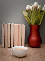 still life with flowers and coffe