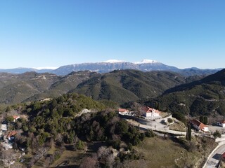 Aerial View Of Petousi Greek Traditional Village Close To Ioannina City And Paramythia Town In Epirus, Greece,