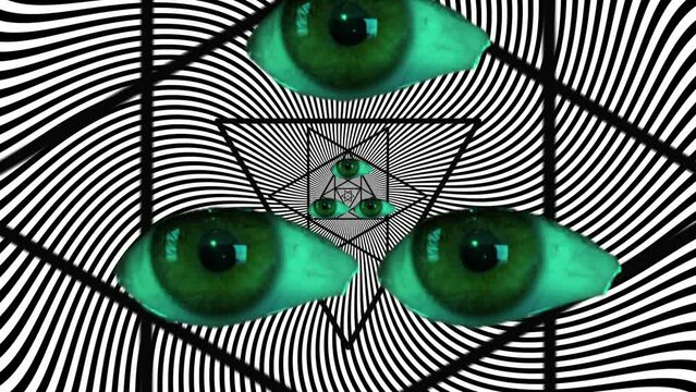 Third eye with triangle and spirals 