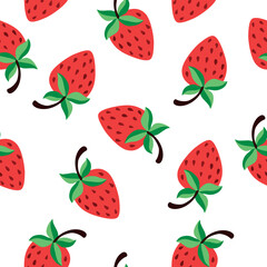 Seamless pattern with strawberries.
