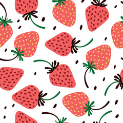 Seamless pattern with strawberries.