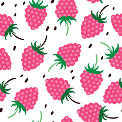 Seamless pattern with raspberries.