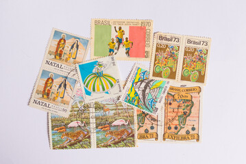 Fototapeta na wymiar Coleção de selos brasileiros