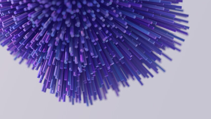 Purple and blue deformed sphere. Abstract illustration, 3d render, close-up.