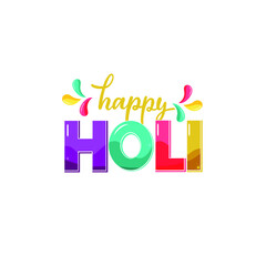 Happy Holi handwritten text. Hand lettering, modern brush ink calligraphy isolated on white background. Indian festival of colors theme. Vector illustration Typography flat design for card, poster	