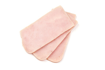Boiled pork sausage, isolated on white background.