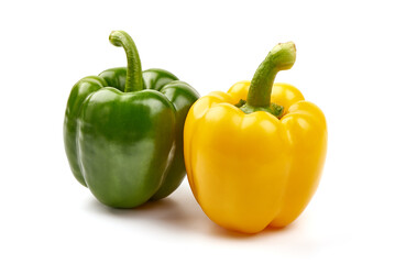 Fresh bell peppers, isolated on white background.